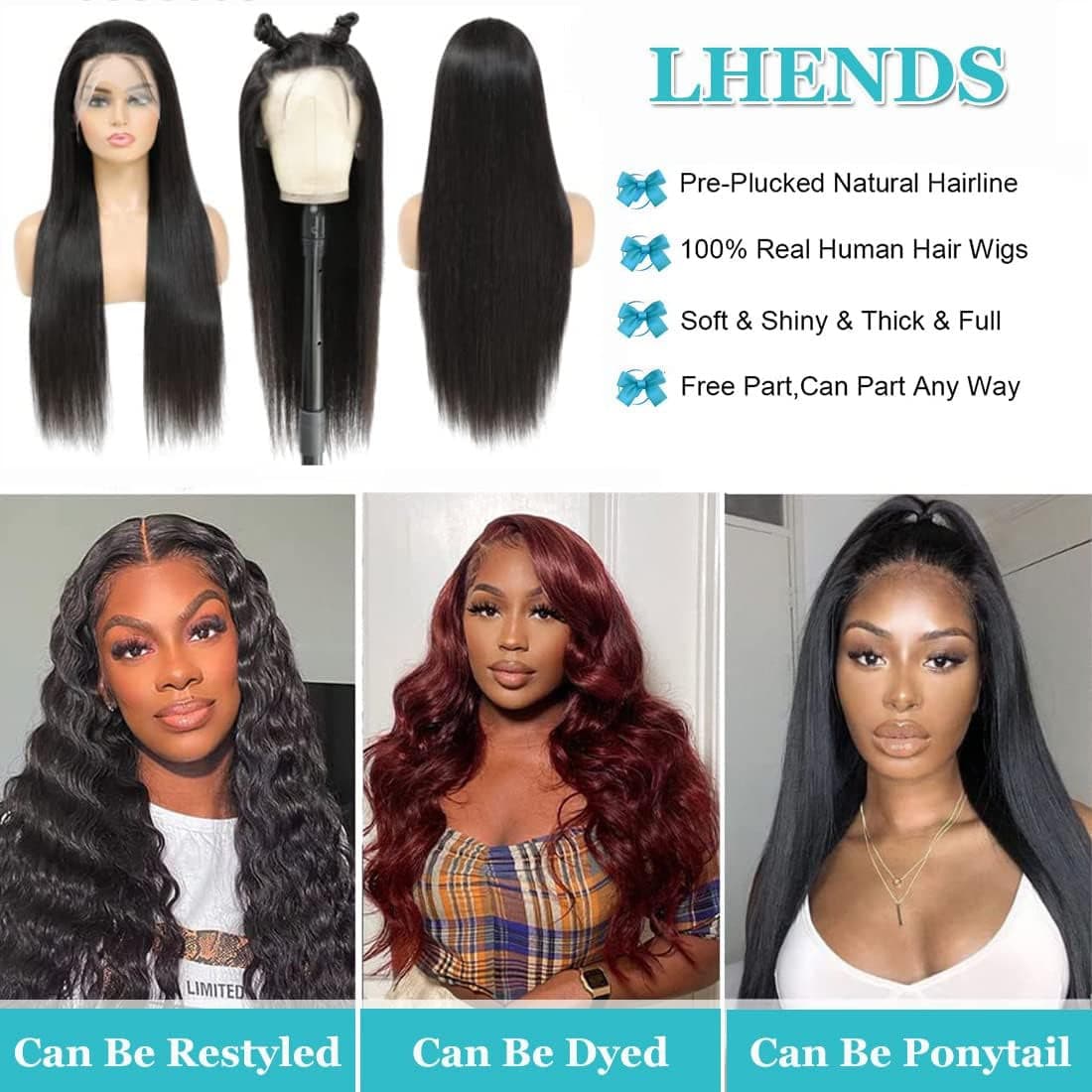 24 Inch Straight Lace Front Wigs Human Hair 180% Density 13X4 Lace Front Wigs Human Hair Glueless Brazilian Virgin HD Transparent Lace Frontal Wigs Human Hair Pre Plucked with Baby Hair