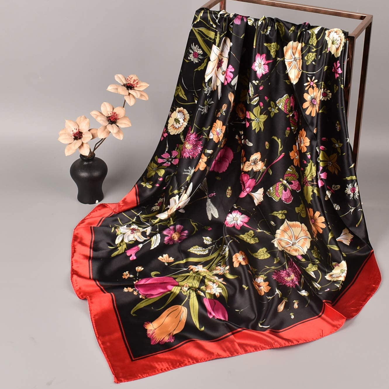 35 Inches Women Head Scarf Hair Bandanas - 4PCS Square Satin Head Scarves for Women Silk like Hair Kerchief Banadanas