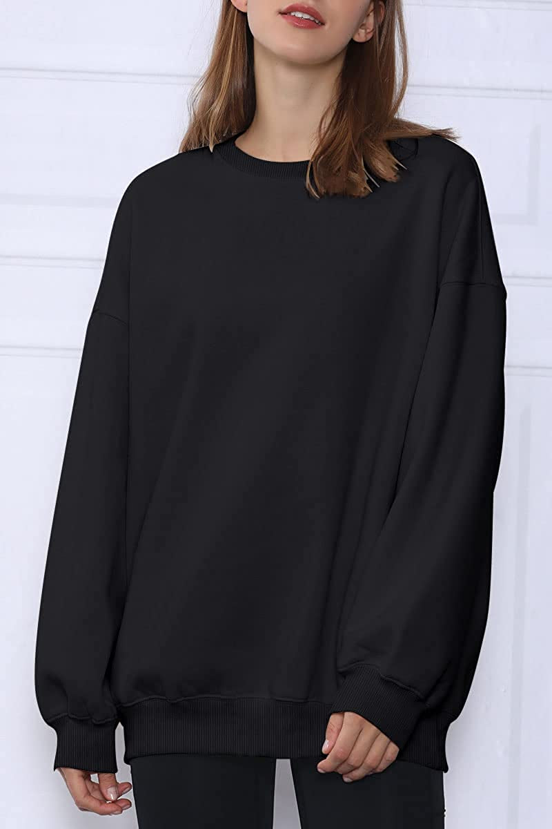 Womens Oversized Sweatshirts Hoodies Fleece Crew Neck Pullover Sweaters Casual Comfy Fall Fashion Outfits Clothes 2023