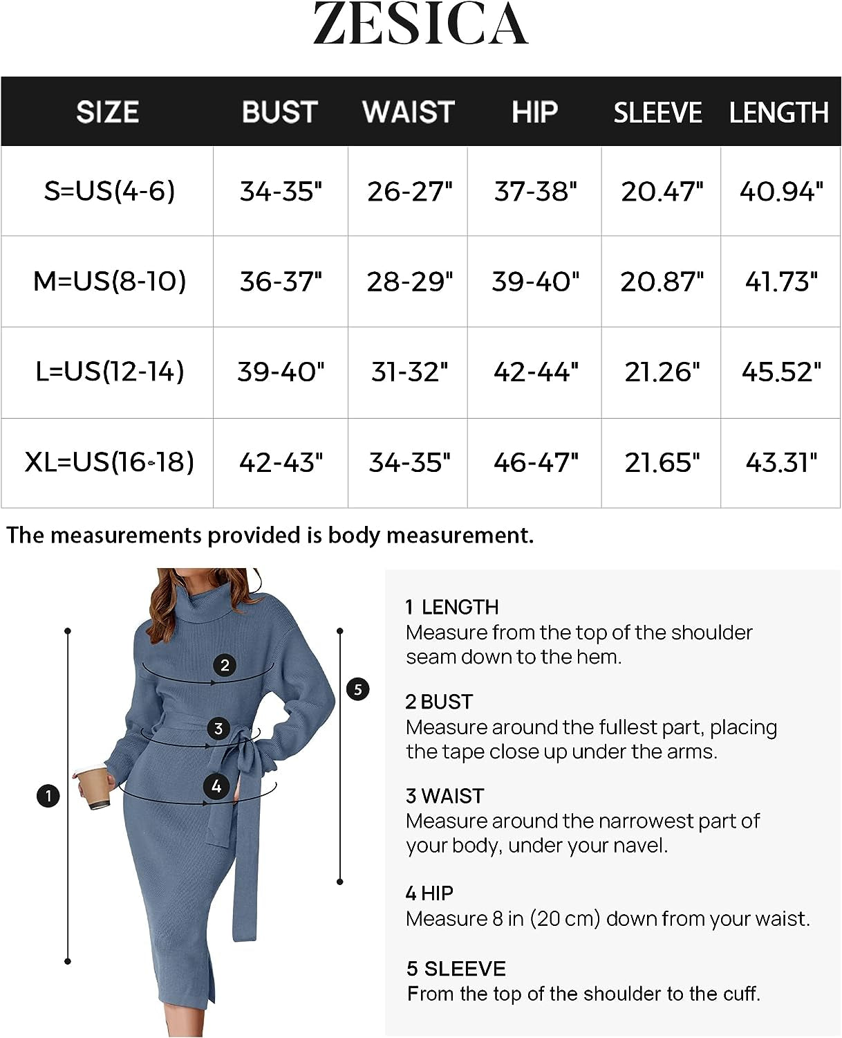 Women'S Turtleneck Sweater Midi Dress Long Sleeve Ribbed Knit Bodycon Slit Dress with Belt