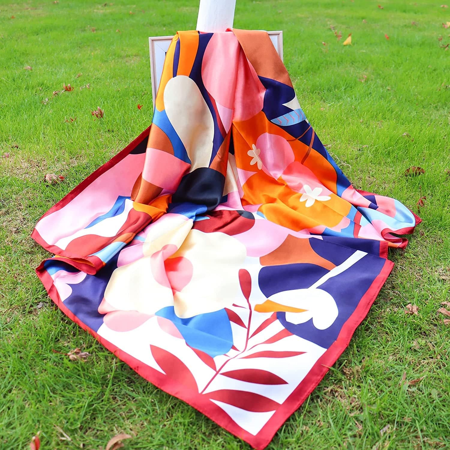 4PCS Large Satin Head Scarf for Women 35" Square Soft Smooth Silk like Hair Scarf Wraps Bandana for Sleeping