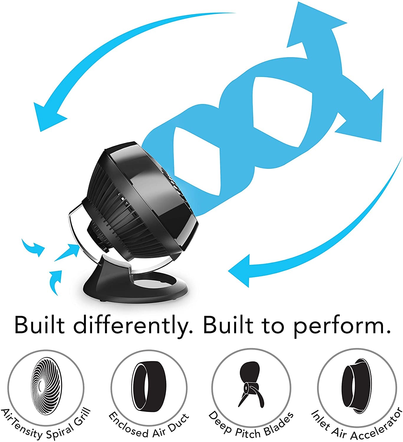 460 Small Whole Room Air Circulator Fan with 3 Speeds, 460-Small, Black