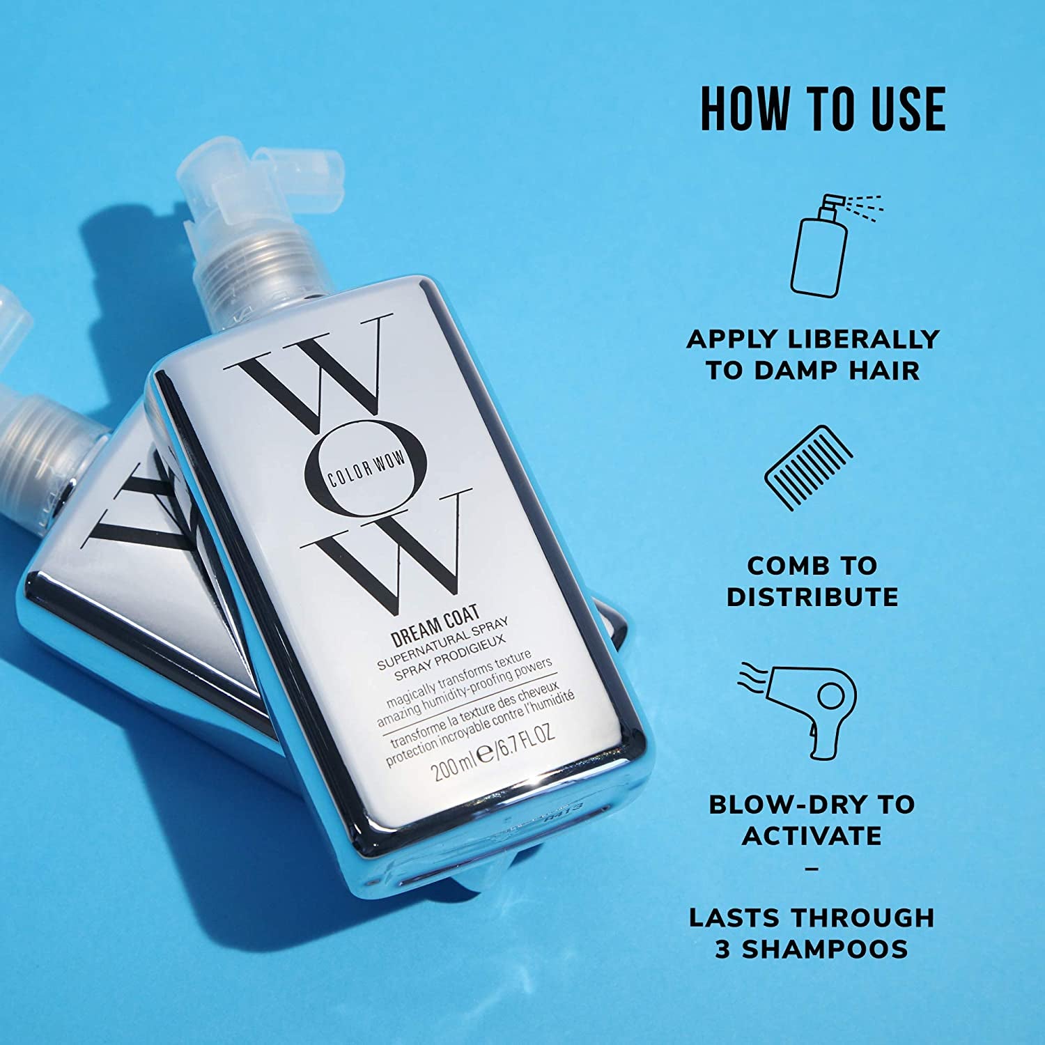 Color Wow Dream Coat Supernatural Spray – Multi Award Winning anti Frizz Spray Keeps Hair Frizz Free for Days Matter the Weather with Moisture Repellant anti Humidity Techlogy; Glass Hair Results