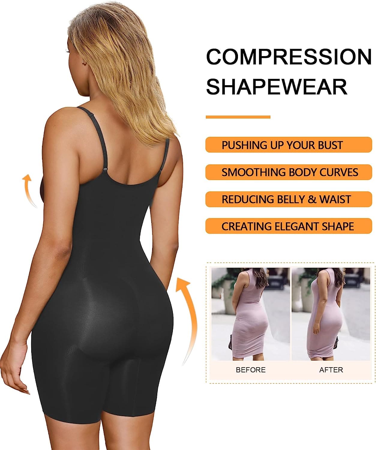 Shapewear for Women Tummy Control Bodysuit Mid Thigh Butt Lifter Body Shaper Shorts