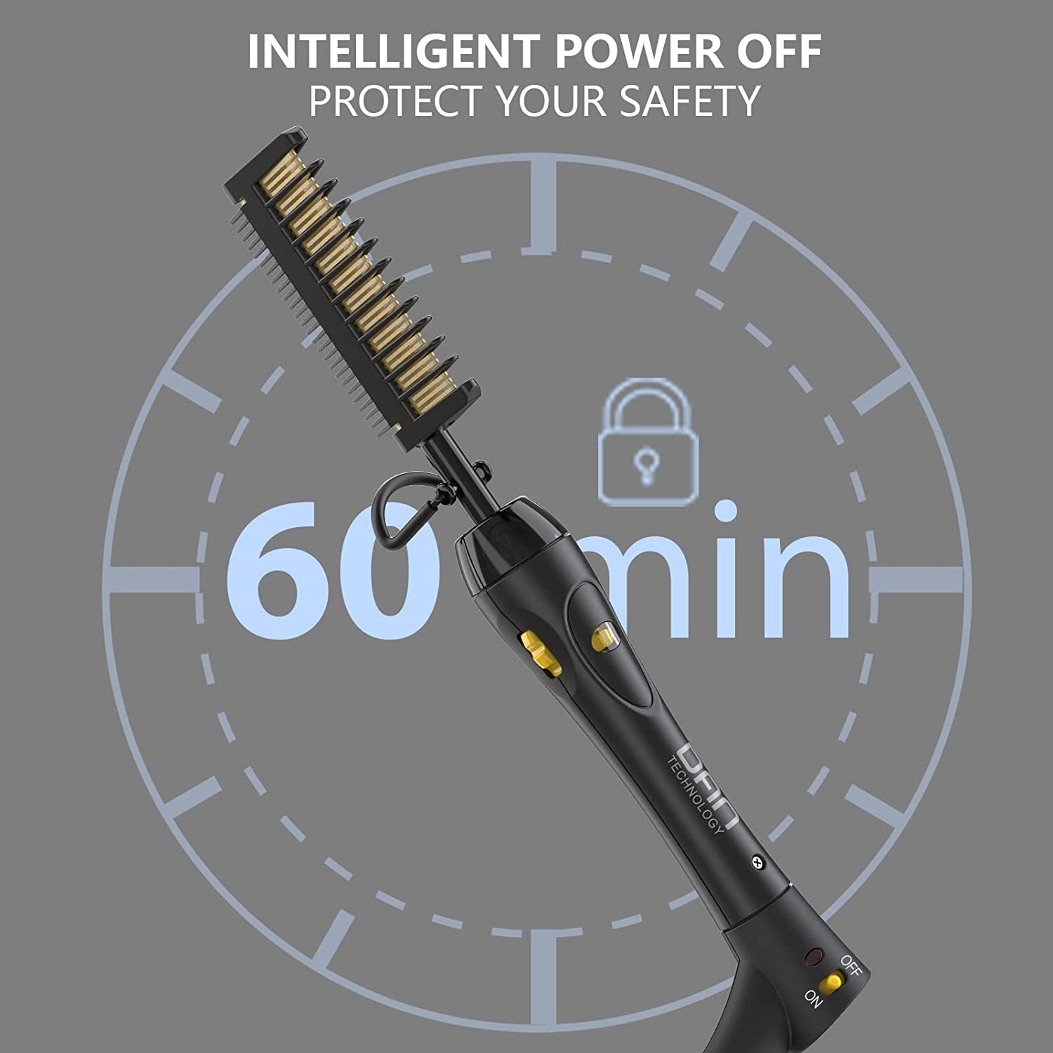 500℉ Hot Comb,60 Min Auto-Off Hair Straightener Comb,7 Temperatures Adjustable Ceramic Hot Comb,Electric Pressing Comb for Black Hair,Professional Hot Combs for Natural Black Hair
