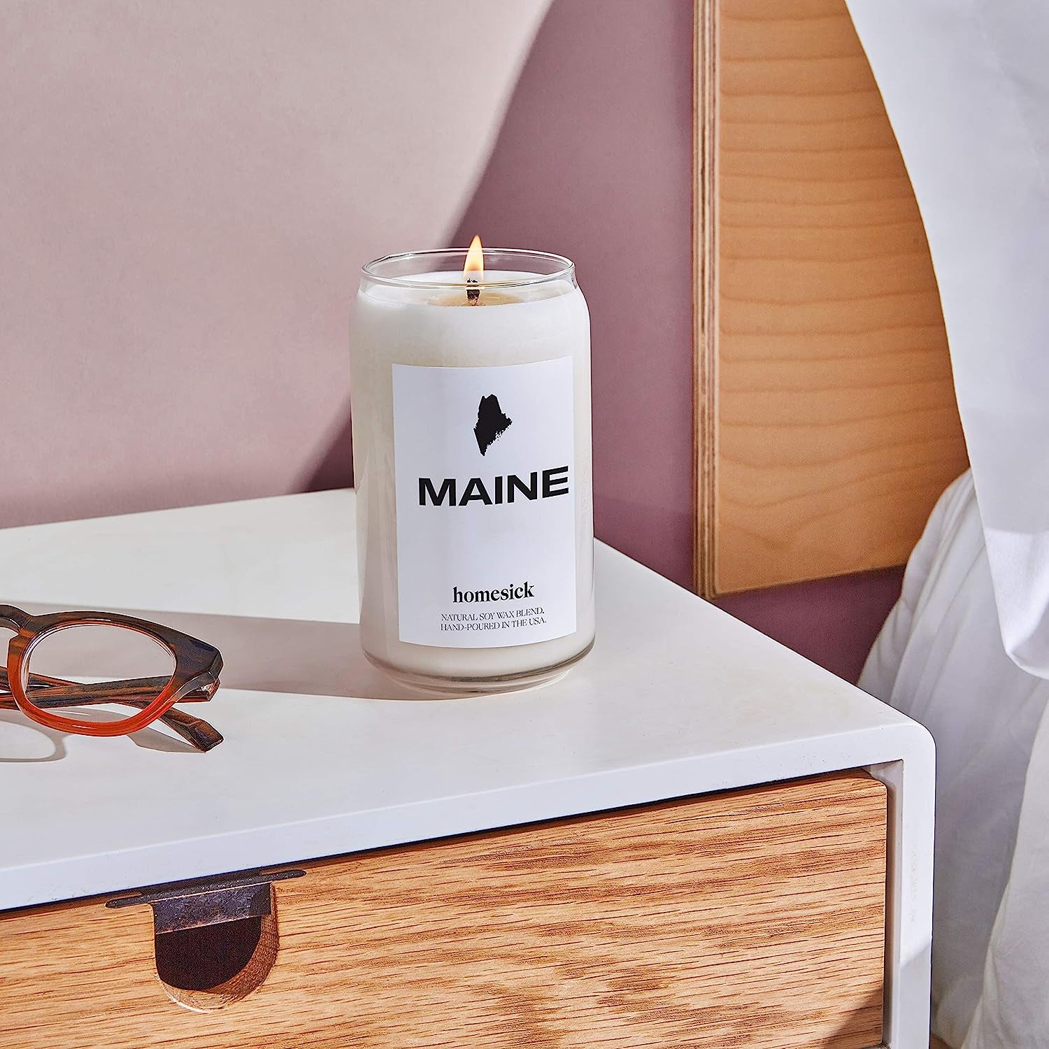 Premium Scented Candle, Maine - Scents of Lavender, Sandalwood, Patchouli, 13.75 Oz, 60-80 Hour Burn, Natural Soy Blend Candle Home Decor, Relaxing Aromatherapy Candle
