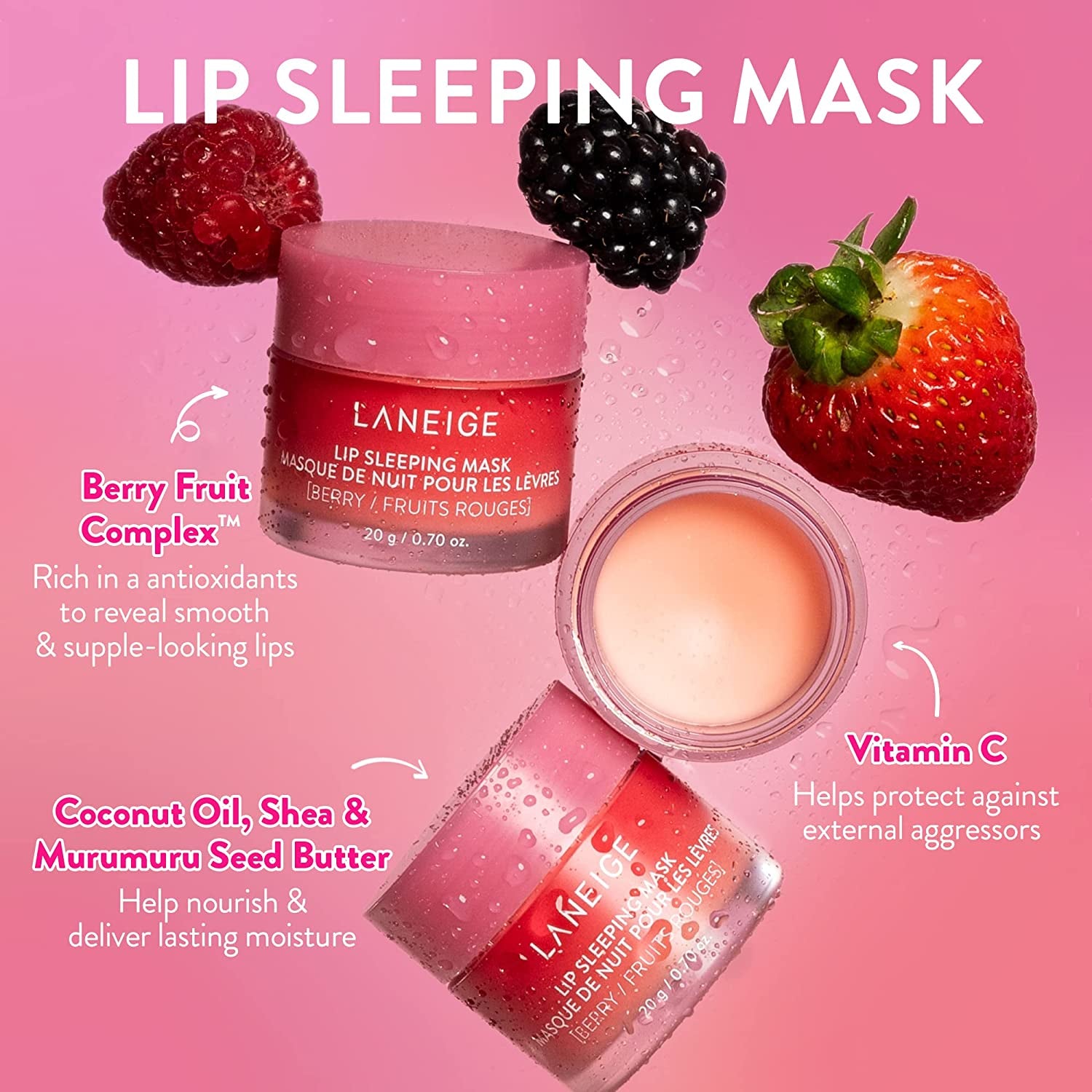 Lip Sleeping Mask: Nourish & Hydrate with Vitamin C, Antioxidants, 0.7 Oz.