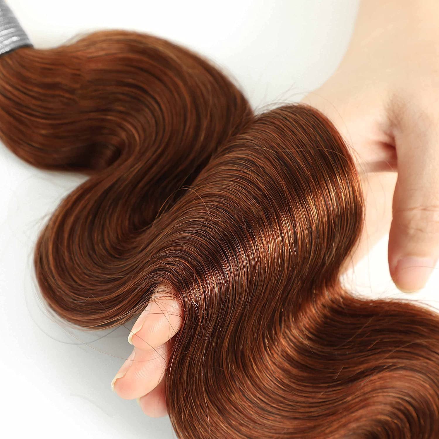 Reddish Brown Bundles Body Wave Bundles Human Hair Red Brown Colored 10A Brazilian Virgin Remy Wavy Hair Bundles Auburn Brown Copper Red Soft Thick Sew in Weave 3 Bundles 33B Color 14 16 18 Inch