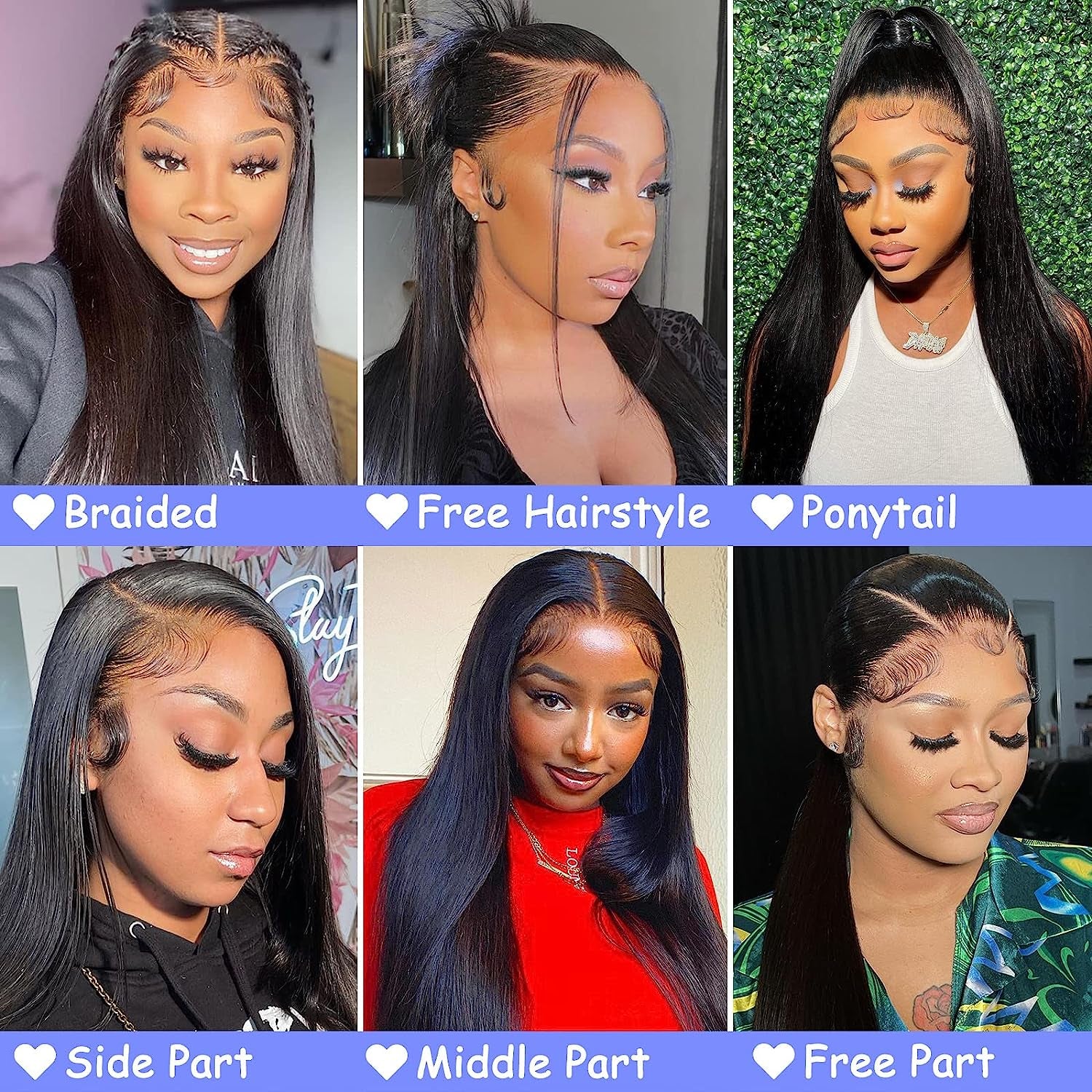 ALIMICE Lace Front Wigs Human Hair Straight 13X4 Transparent Lace Frontal Human Hair Wig for Black Women 100% Virgin Human Hair Pre-Plucked with Baby Hair 150% Density Natural Color (24 Inch)