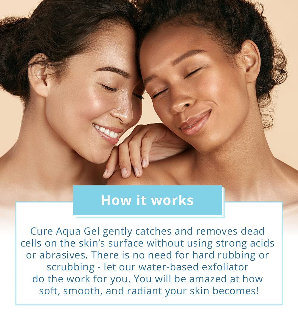 Toyo - Cure Aqua Gel Gentle Exfoliator - Facial/Full-Body Peeling Gel, Water-Based Exfoliator, Dead Skin Remover for Bright, Youthful Skin, 250Ml. - 1 Pack