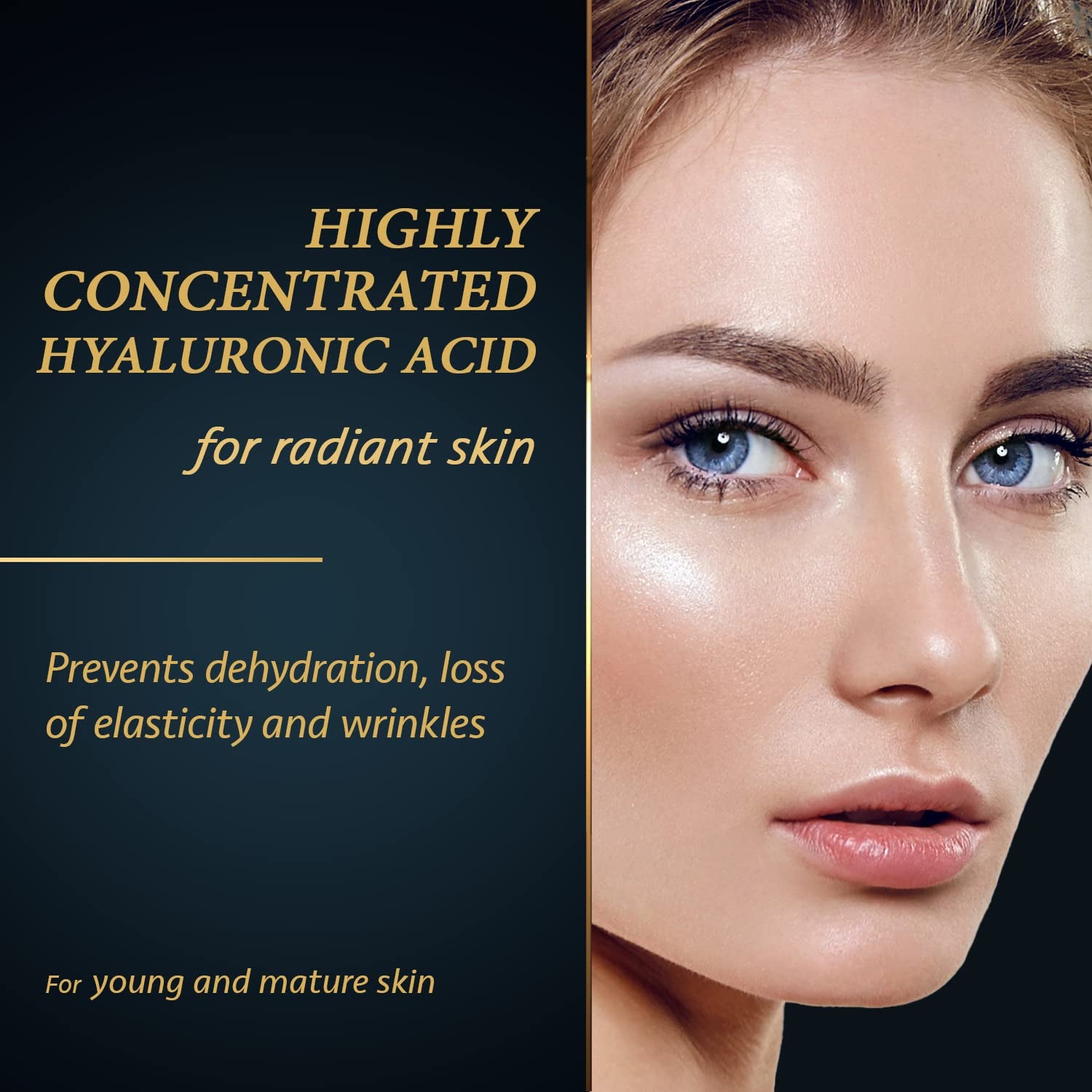 Organic Hyaluronic Acid Serum Face Moisturizer for Sensitive Skin (100Ml) - Dermatologically Tested, Organic Ingredients, No Harmful Chemichals - Reduces Wrinkles and Fine Lines - Satin Naturel