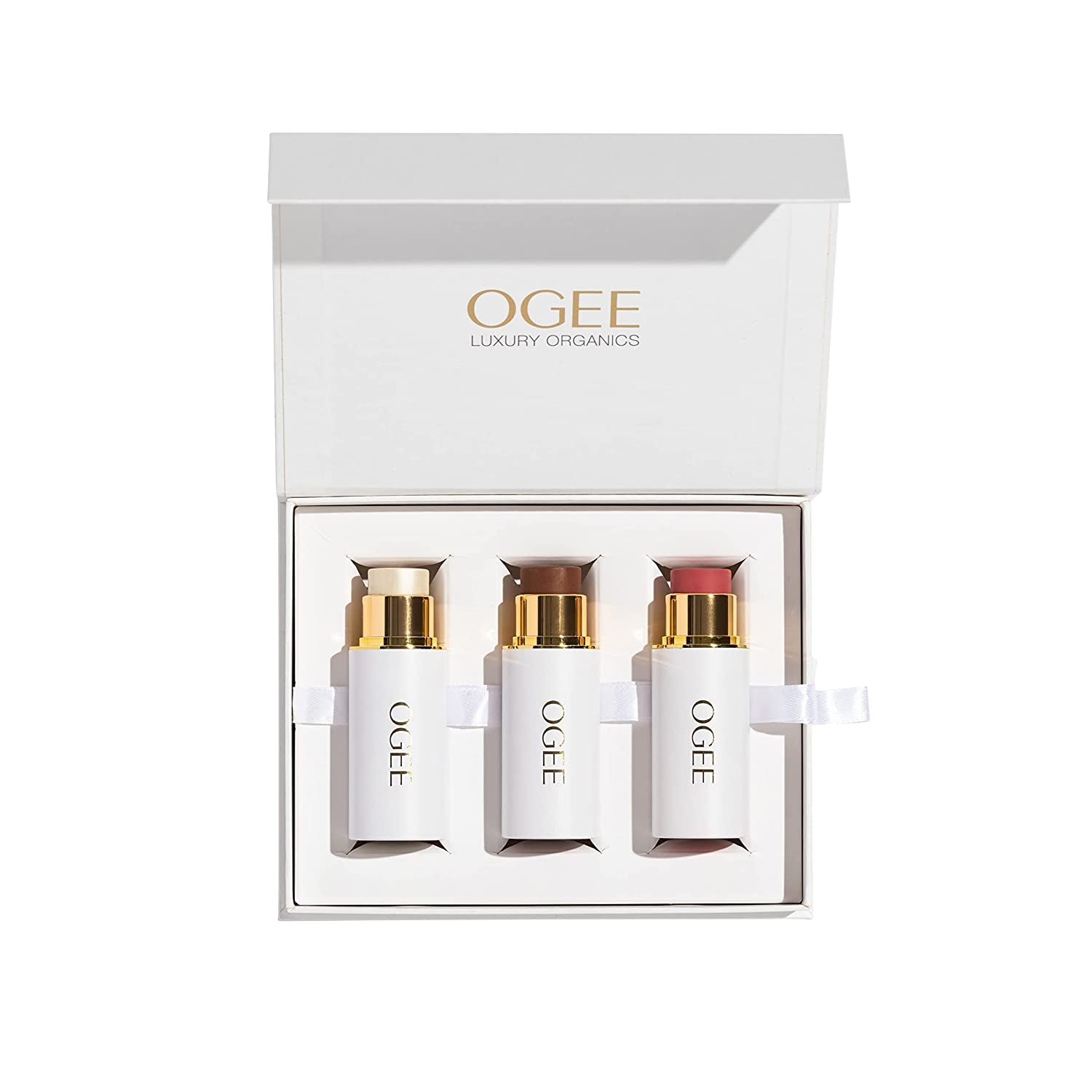Face Stick Trio - Contour Stick Makeup Collection - Certified Organic Bronzer, Blush Stick, and Highlighter Stick for a Flawless Look