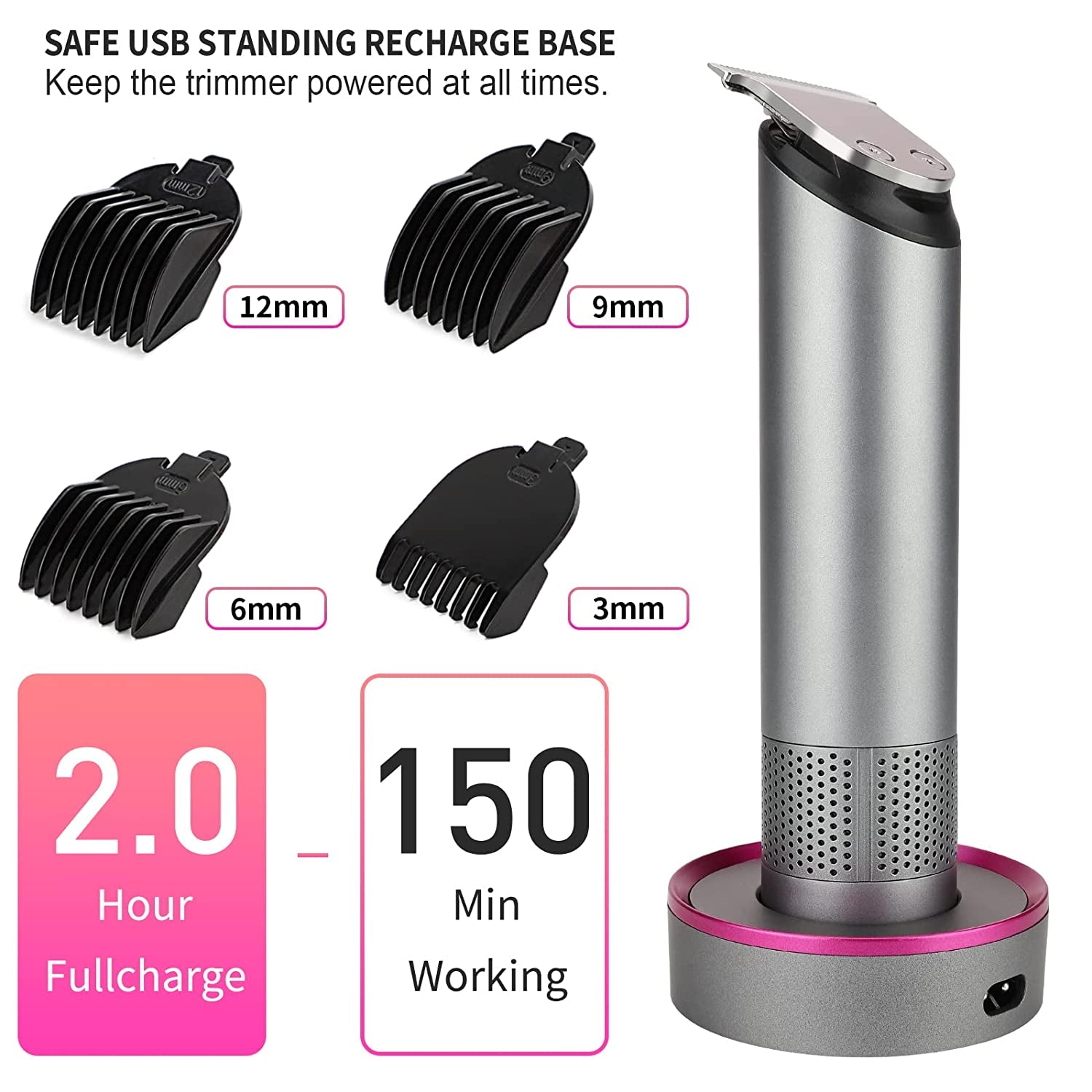 Hair Trimmer for Women, Waterproof Bikini Trimmer, Rechargeable Pubic Hair Clippers and Trimmer, Electric Shaver for Women, Women Electric Razor, Hair Cut Kit, Barber Grooming Set, Aurora Gray