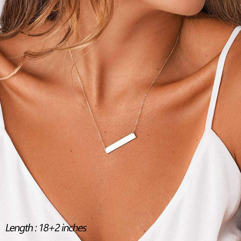 Dainty Layered Choker Necklace, Handmade 14K Gold Plated Y Pendant Necklace Multilayer Bar Disc Necklace Adjustable Layering Choker Necklaces for Women