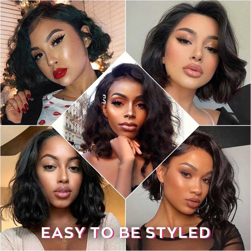 MDL 13X4 Lace Front Wigs Human Hair 180% Density Lace Front Wigs Human Hair Pre Plucked 100% Brazilian Virgin Hair Transparent Lace Frontal Wigs Human Hair Glueless (12 Inch, 13X4 Body Wave Wig)