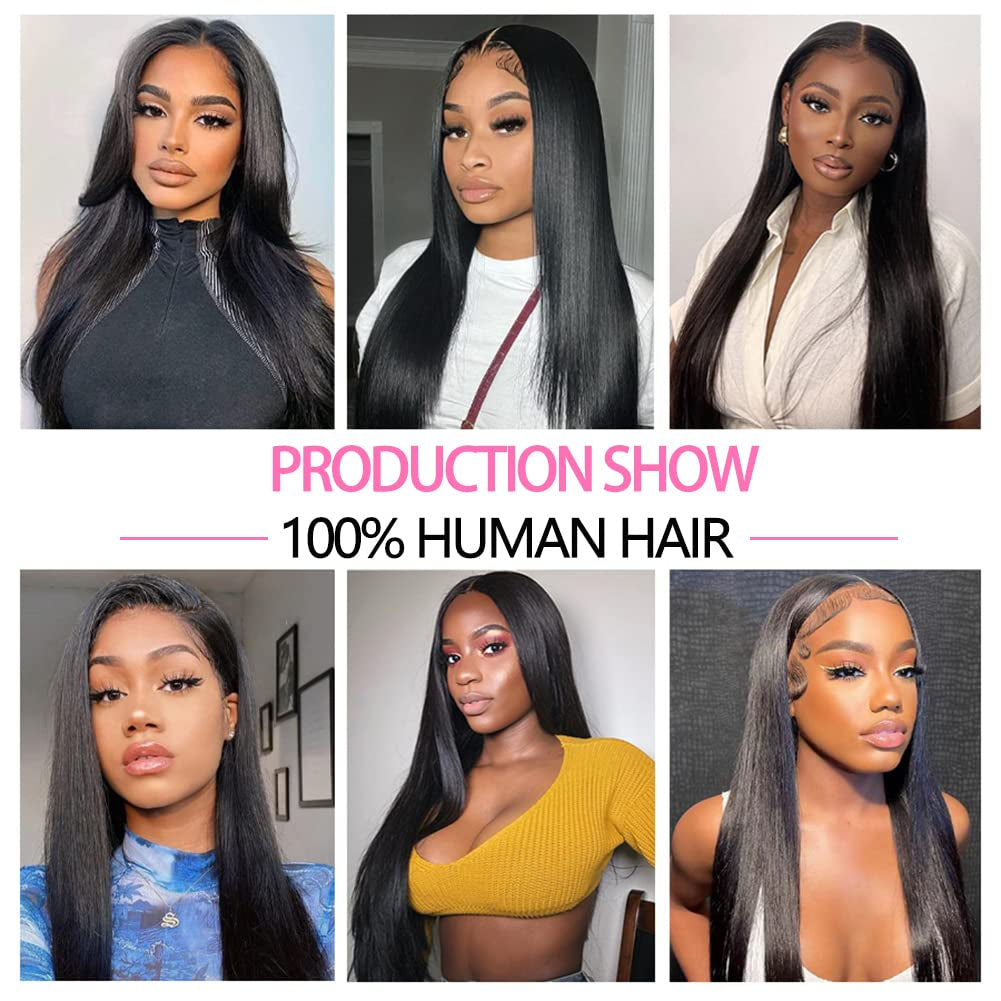 10A Straight Bundles Human Hair 24 26 28 Inch Brazilian Straight Human Hair Bundles 100% Unprocessed Virgin Weave Bundles Human Hair 3 Bundles Natural Black Color
