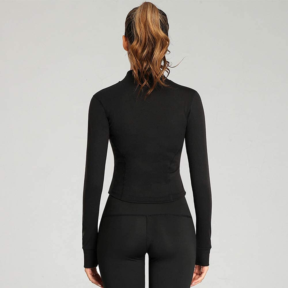 Women'S Athletic Full Zip Lightweight Workout Jacket with Thumb Holes
