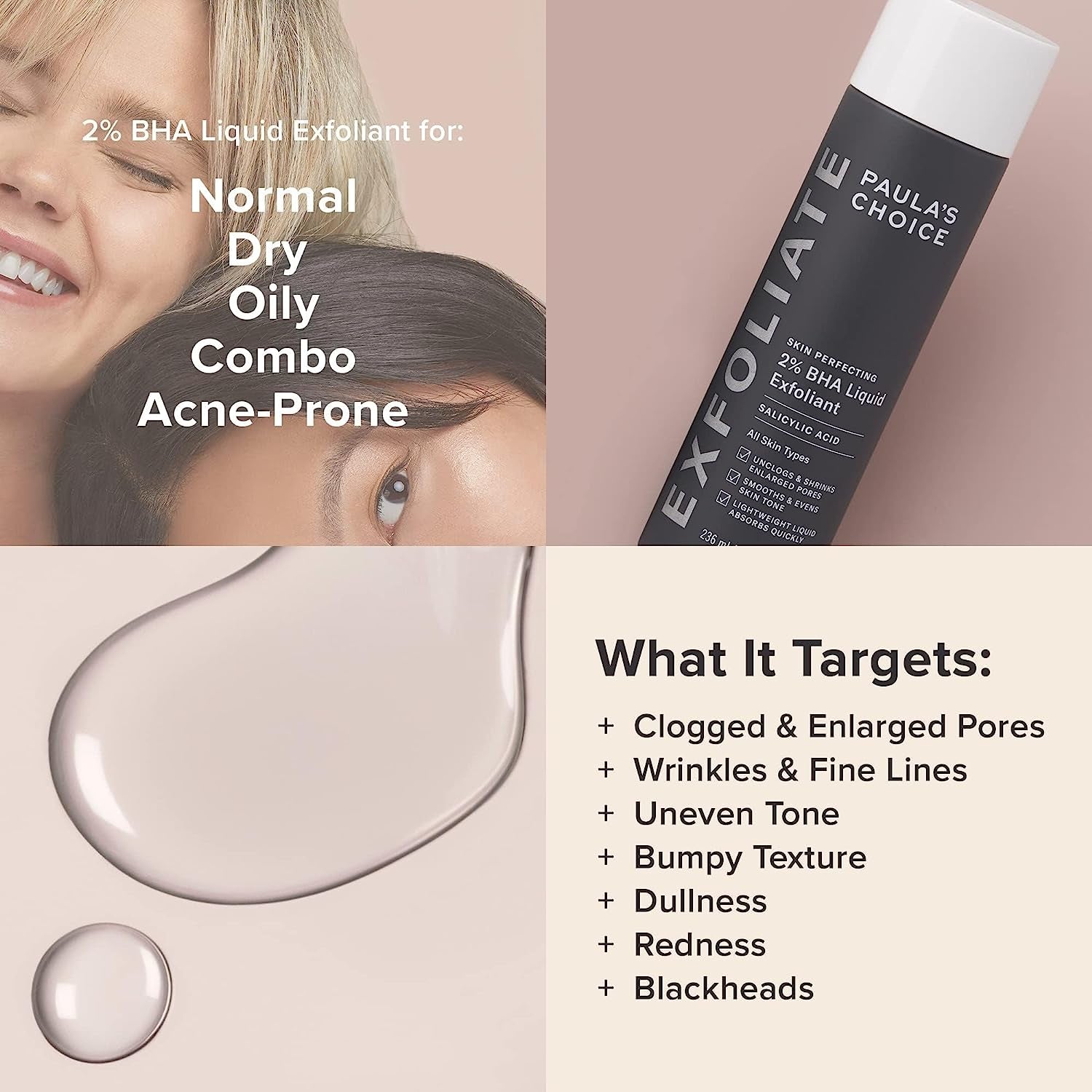 Paulas Choice--Skin PERFECTING 2% BHA Liquid Salicylic Acid Exfoliant--Facial Exfoliant for Blackheads, Enlarged Pores, Wrinkles & Fine Lines, 4 Oz Bottle