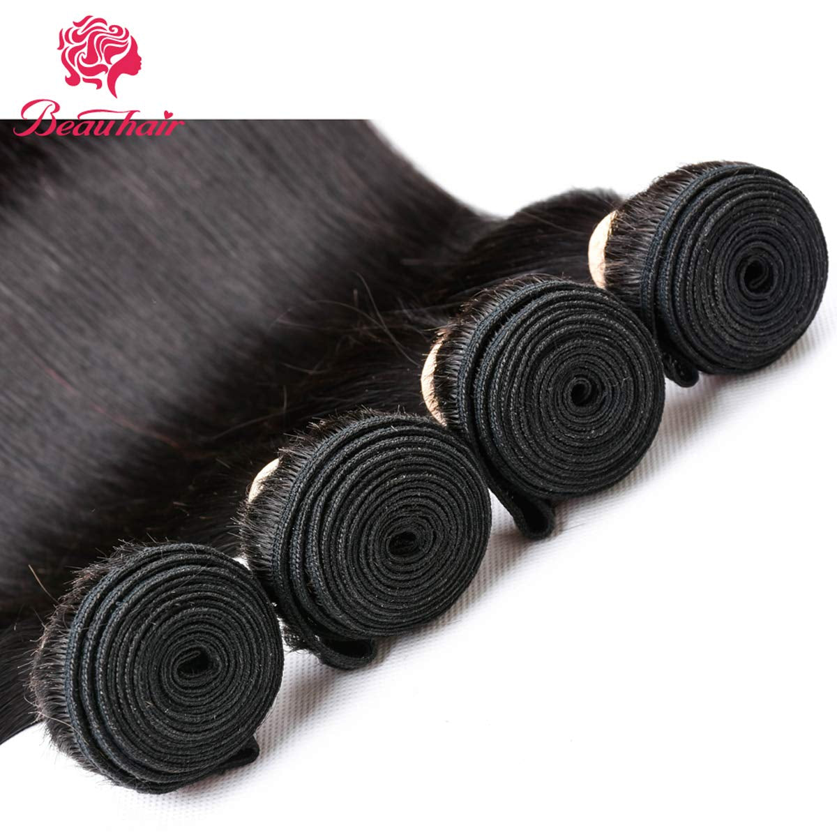 Straight Human Hair Bundles 100% Unprocessed Brazilian Straight Virgin Human Hair 4 Bundles Human Hair Extensions Natural Black Color(18 20 22 24)