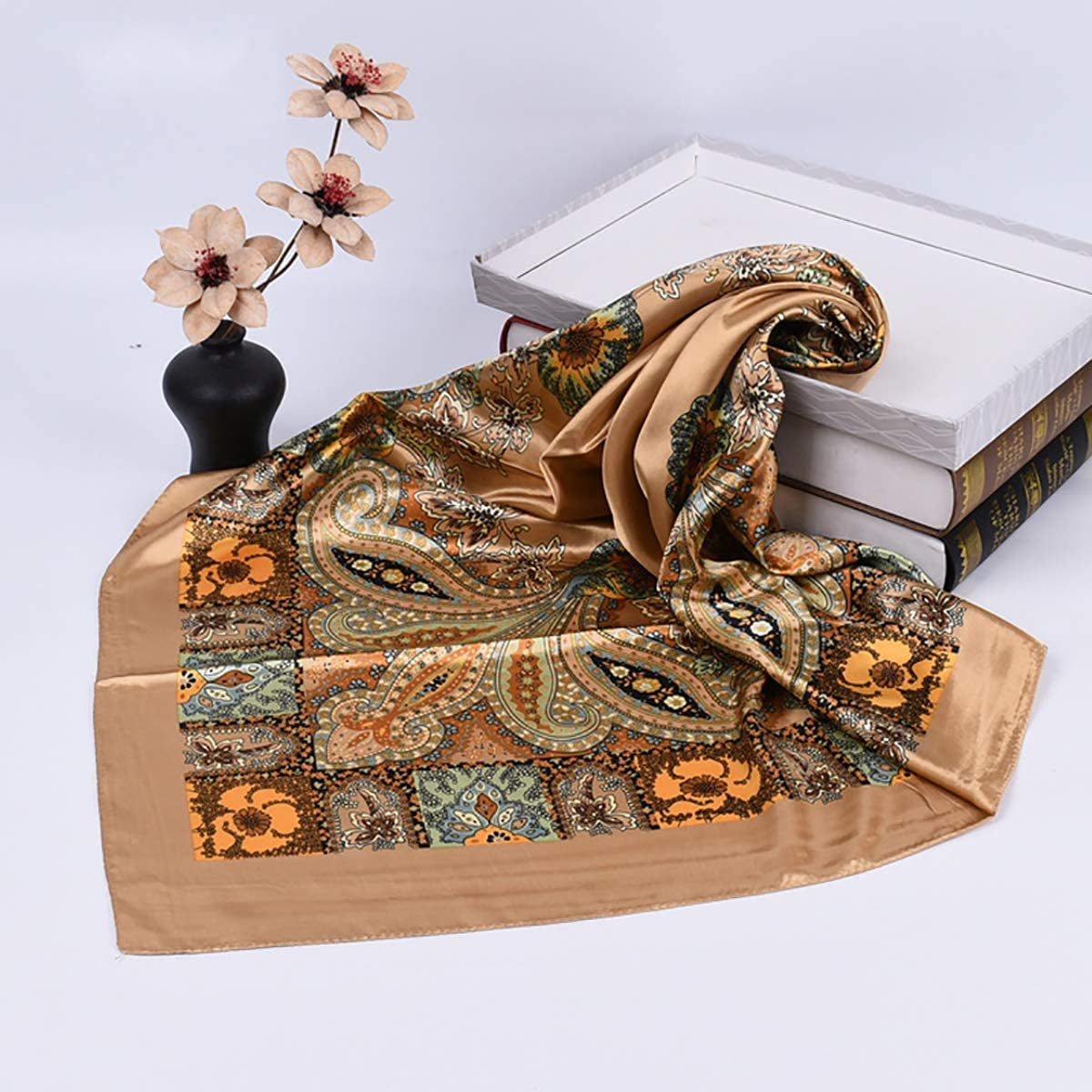35 Inches Women Head Scarf Hair Bandanas - 4PCS Square Satin Head Scarves for Women Silk like Hair Kerchief Banadanas