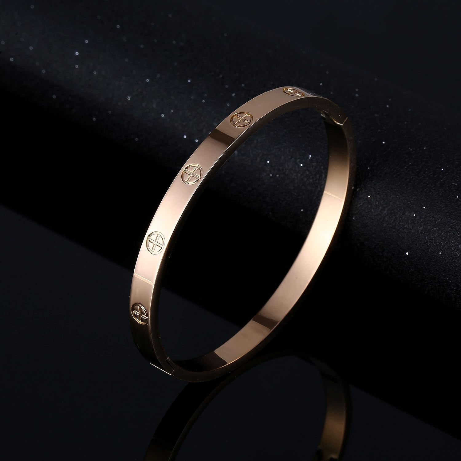 Women'S Stainless Steel Bracelet Jewelry Crystal Bracelet with Cube Zircon Hinge Jewelry Oval Bangle Witness the Gift of Love