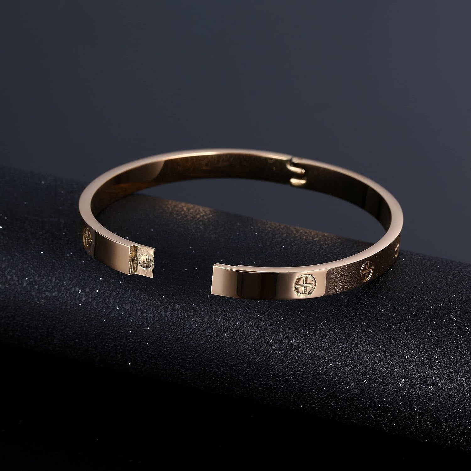 Women'S Stainless Steel Bracelet Jewelry Crystal Bracelet with Cube Zircon Hinge Jewelry Oval Bangle Witness the Gift of Love