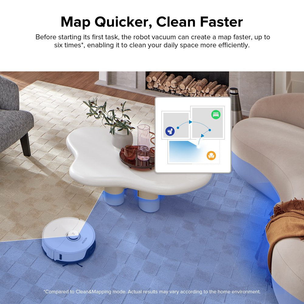 ® S8-WHT Robot Vacuum Cleaner and Sonic Mopping with Duoroller™ Brush, 6000 Pa, and Obstacle Avoidance