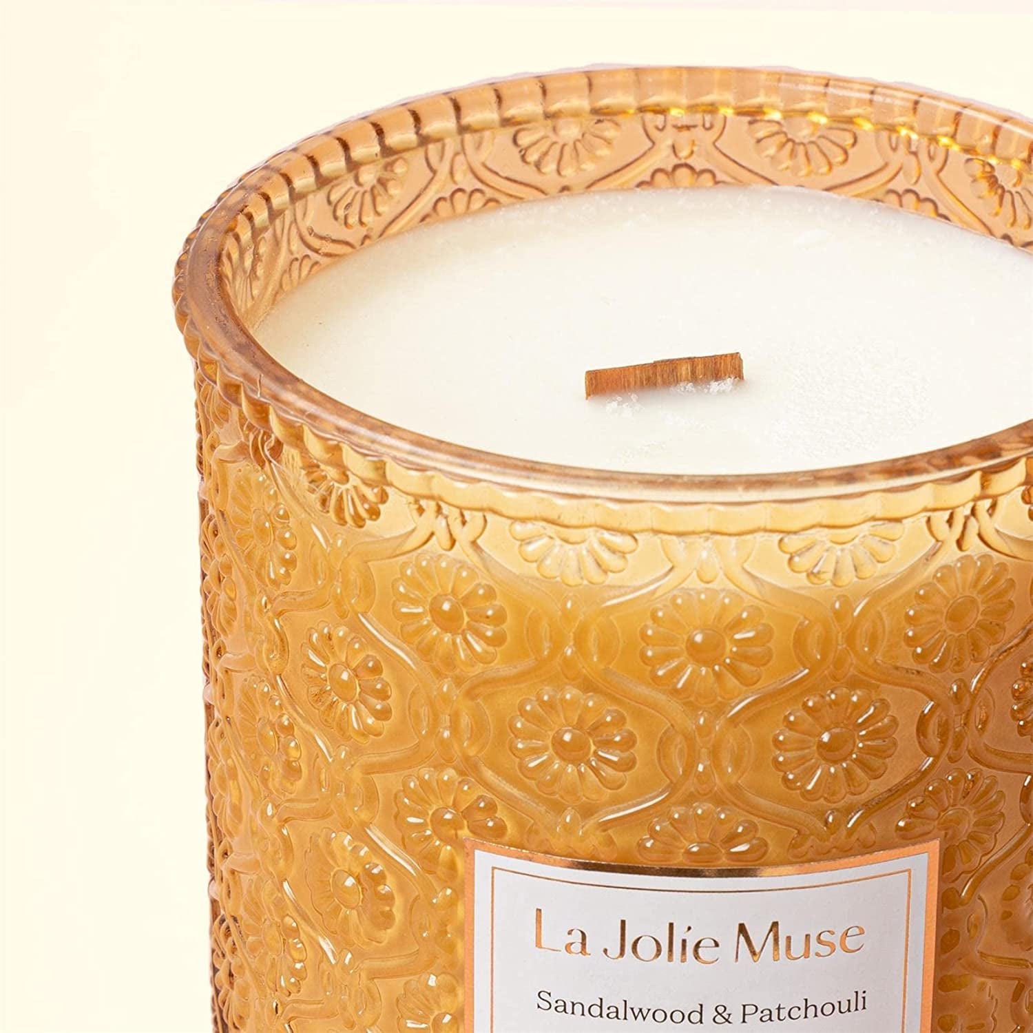 Sandalwood Candles, Wood Wick Candle, Sandalwood & Patchouli Candle, Natural Soy Candle, Large Candle for Home Scented, Gift Candle for Women & Men