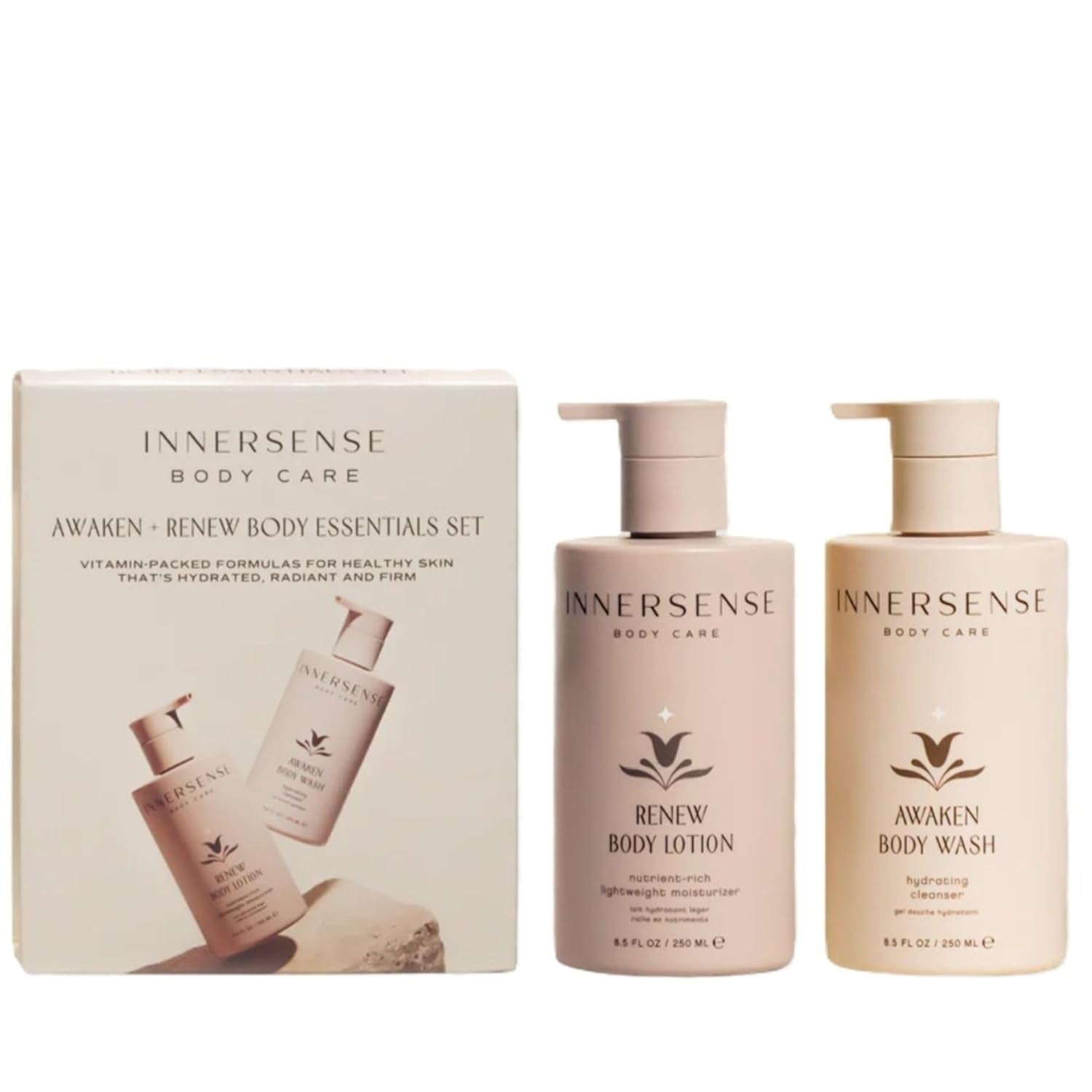 Innersense Awaken and Renew Organic Body Essentials Set with Body Wash and Body Lotion