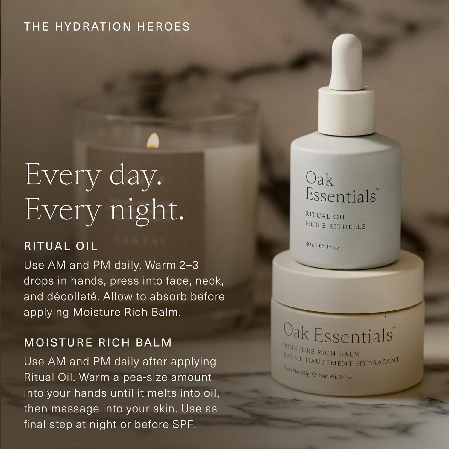 Oak Essentials Hydration Heroes Luxury Moisture Ritual Duo with Blue Tansy Oil and Sea Buckthorn Balm