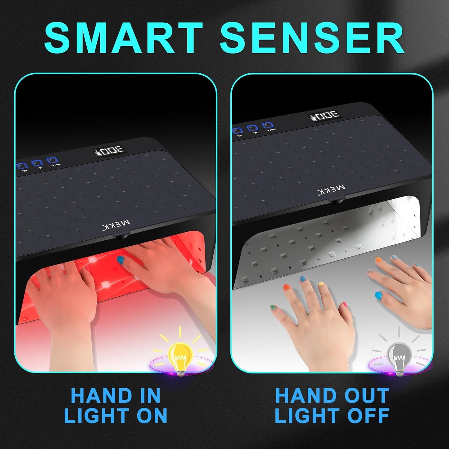 UV LED Nail Lamp - Luxury Cordless UV Light for Gel Nails with Red Light Skincare,4+2 Timer Modes,Two-Hand Design,Professional Nail Lamp for Salon & Home-Black