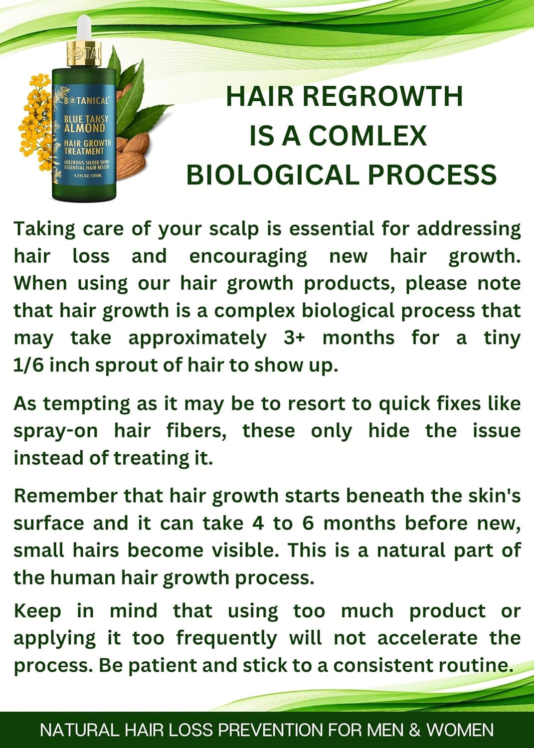 Botanical Hair Growth Treatment Revitalizing Hair Oil for Hair Thinning Prevention Pre-Shampoo Scalp Stimulating Head Spa Detox Natural Anti-Hair Loss Products with Biotin for Grey Blonde Hair Types