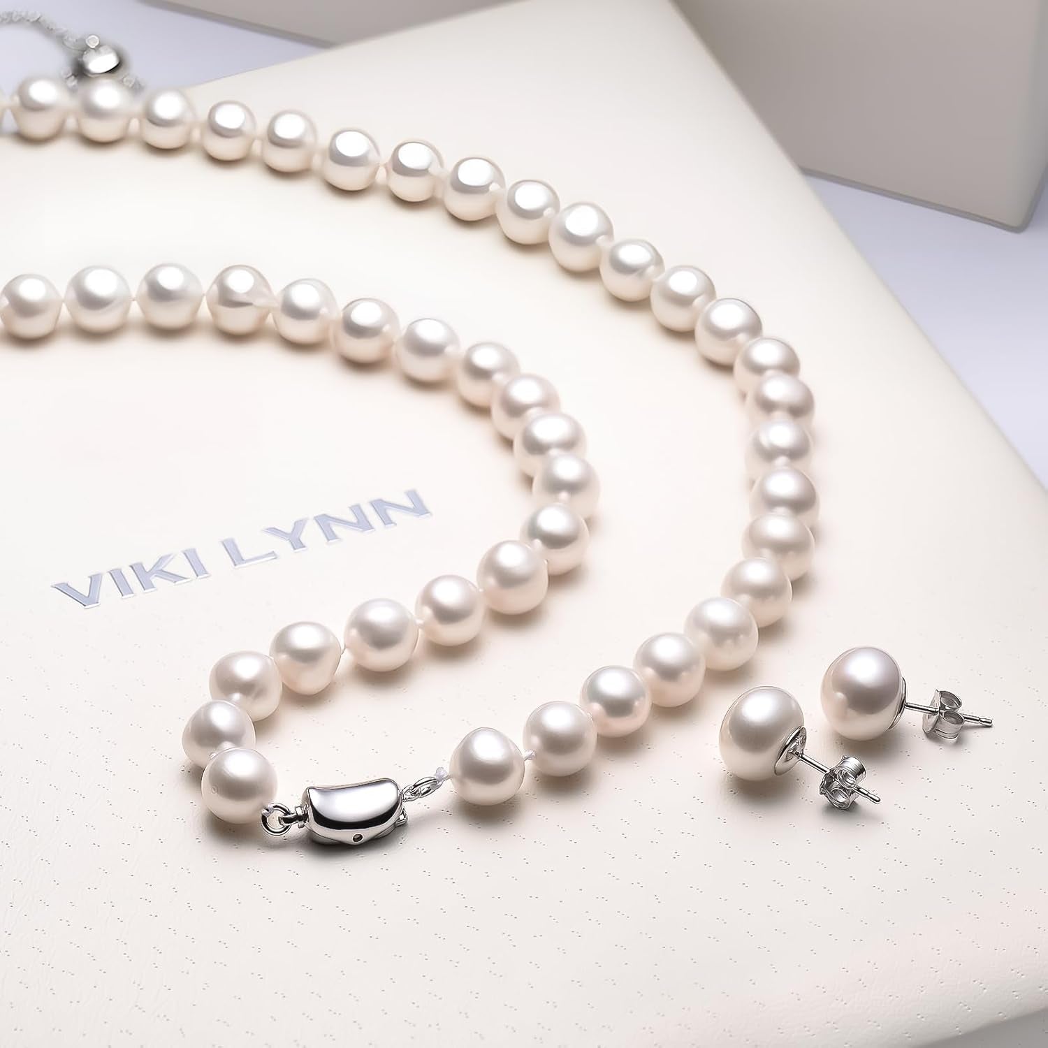 Freshwater Cultured Pearl Necklace Set Includes Stunning Bracelet and Stud Earrings Jewelry for Women -