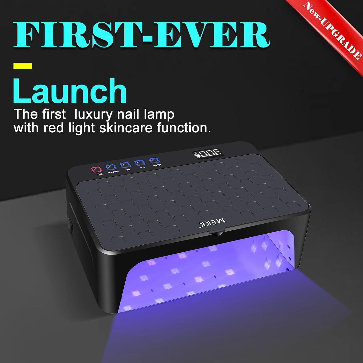 UV LED Nail Lamp - Luxury Cordless UV Light for Gel Nails with Red Light Skincare,4+2 Timer Modes,Two-Hand Design,Professional Nail Lamp for Salon & Home-Black
