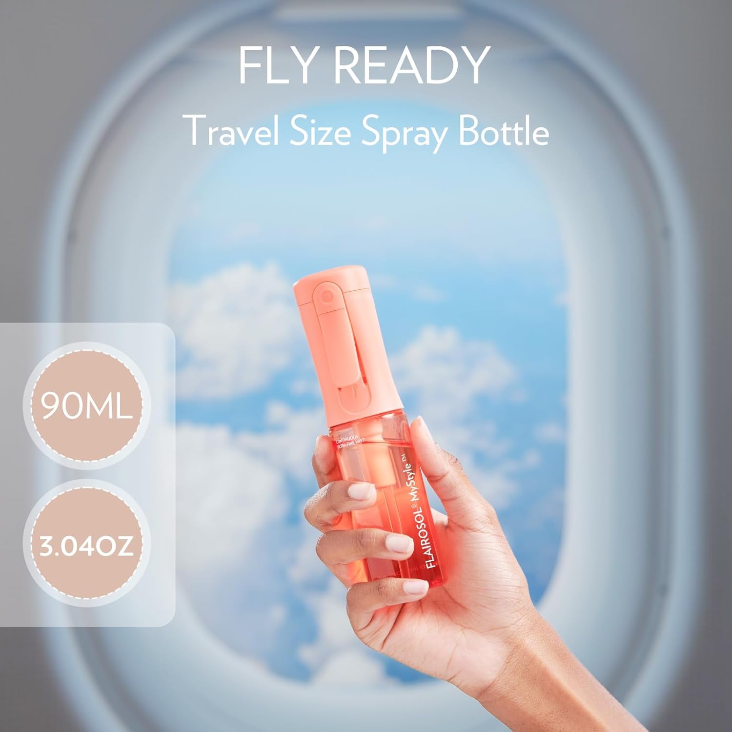 Mystyle, Spray Bottle for Hair- 3 Pack Small Travel Spray Bottle, Ultra Fine Continuous Water Mist for Face, Hairstyling, Salon, Cleaning, Beauty, Toners, Hydration & Makeup, 3.04Oz / 90Ml
