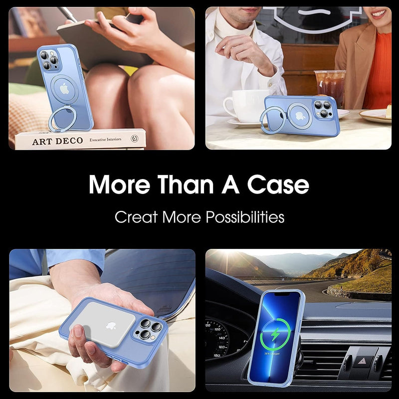 Designed for Iphone 13 Pro Max Case with Magnetic Invisible Stand Military Drop Protection Compatible with Magsafe Shockproof Matte Phone Case for Iphone 13 Pro Max 6.7 Inch 2021, Blue