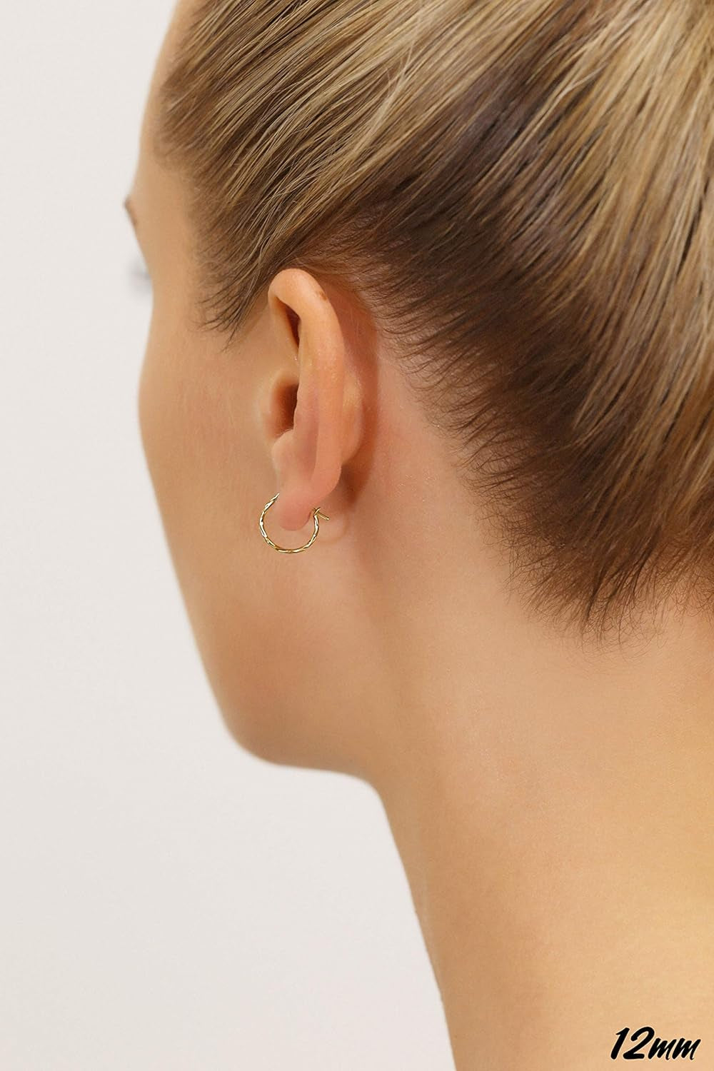 14K Yellow Gold Twisted round Hoop Earrings