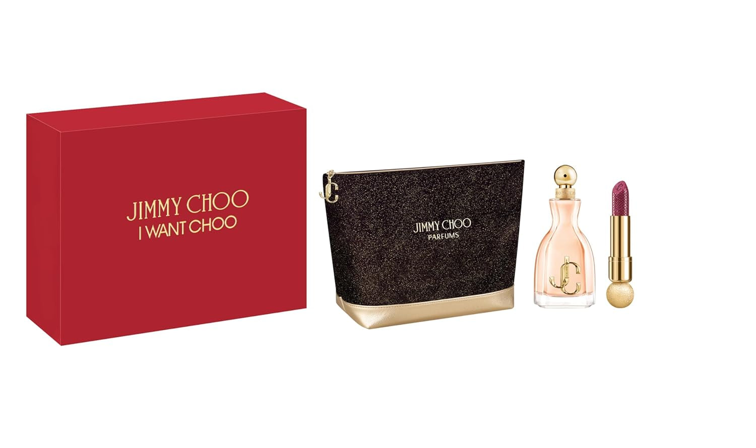 JIMMY CHOO I Want Choo 3-Piece Eau de Parfum Gift Set - Eau de Parfum Spray | Seduction Lipstick + Pouch