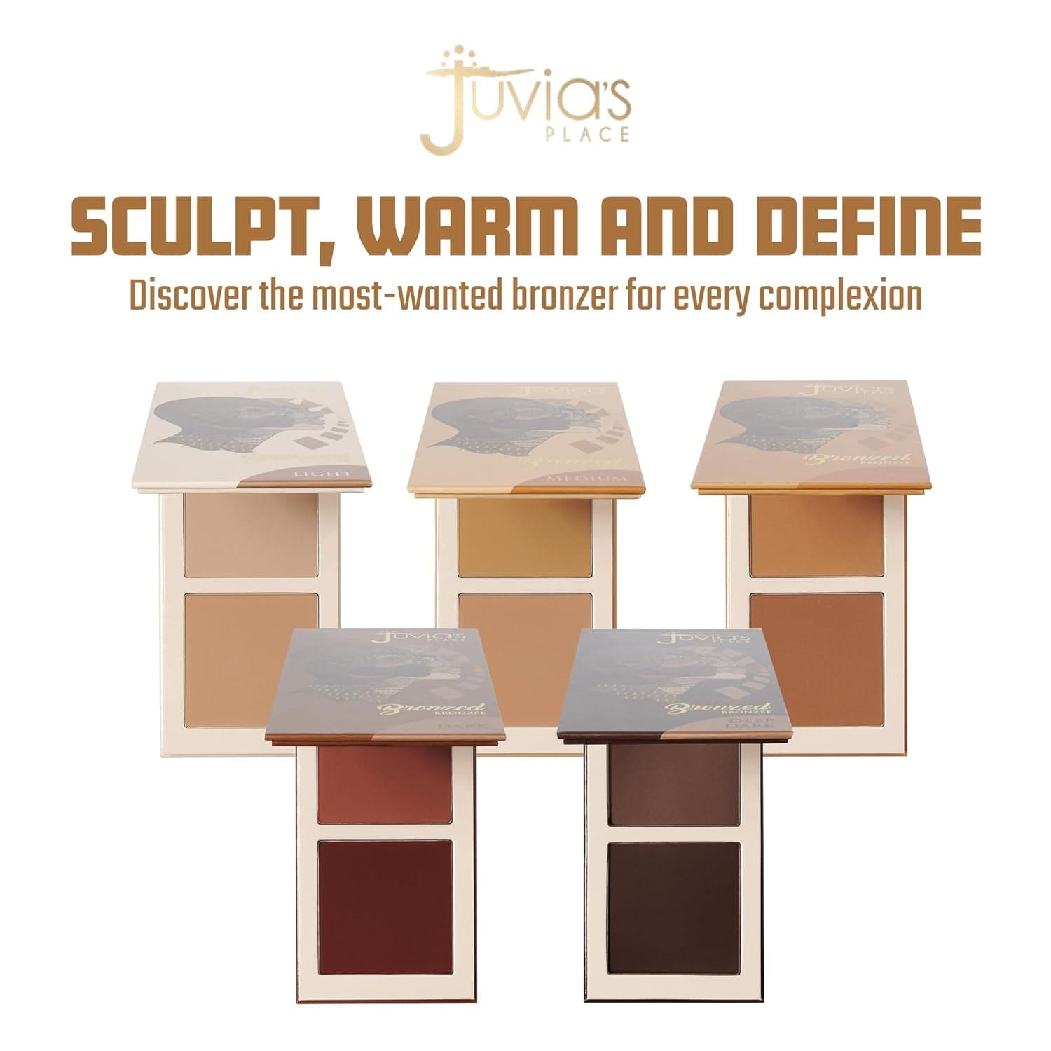 Bronzed Duo Bronzer Dark - Soft Matte Bronzer, Contour Powder, Bronzer Pressed Powder, Long-Wearing & Buildable Bronzing Powder - Suitable for Dark to Deep Tan Skin Tone