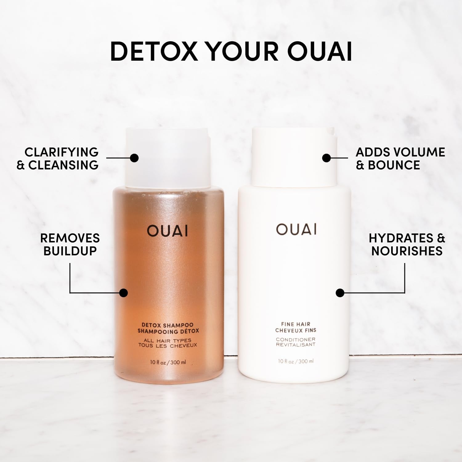 Detox Shampoo & Fine Hair Conditioner Bundle - Clarifying Shampoo for Build Up, Dirt, Oil, Product and Hard Water & Volumizing Conditioner for Fine Hair (2 Count)