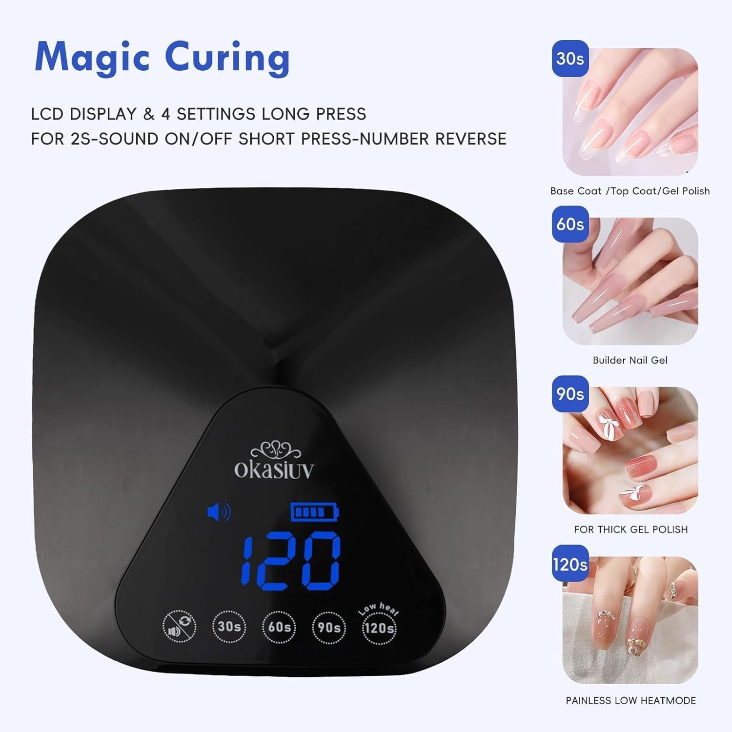 UV LED Nail Lamp with UV Gloves,Magnetic Metal Mirror Base Cordless Nail Dryer, Gel Polish Curing Light with 4 Timers,Touch Control Display,Auto Sensor for Professional Salon & Home
