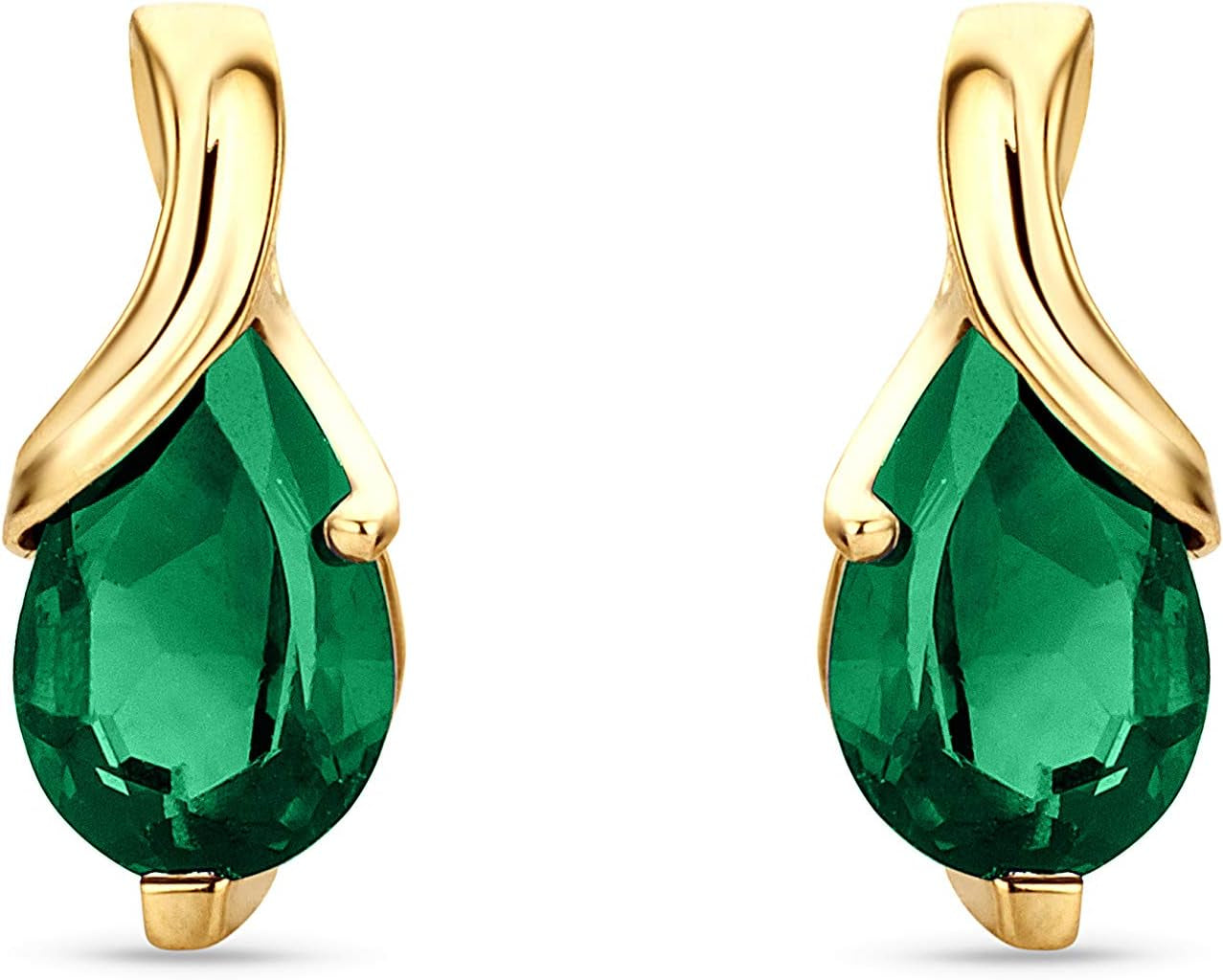 0.40Inch 14K Gold Earrings for Women in 14K White Gold/Yellow Gold 585 with Pear-Shape Rubies/Sapphires/Emeralds/Blue Topaz/Amethysts Gemstones, Handmade Jewelry for Women, Dangle Earrings