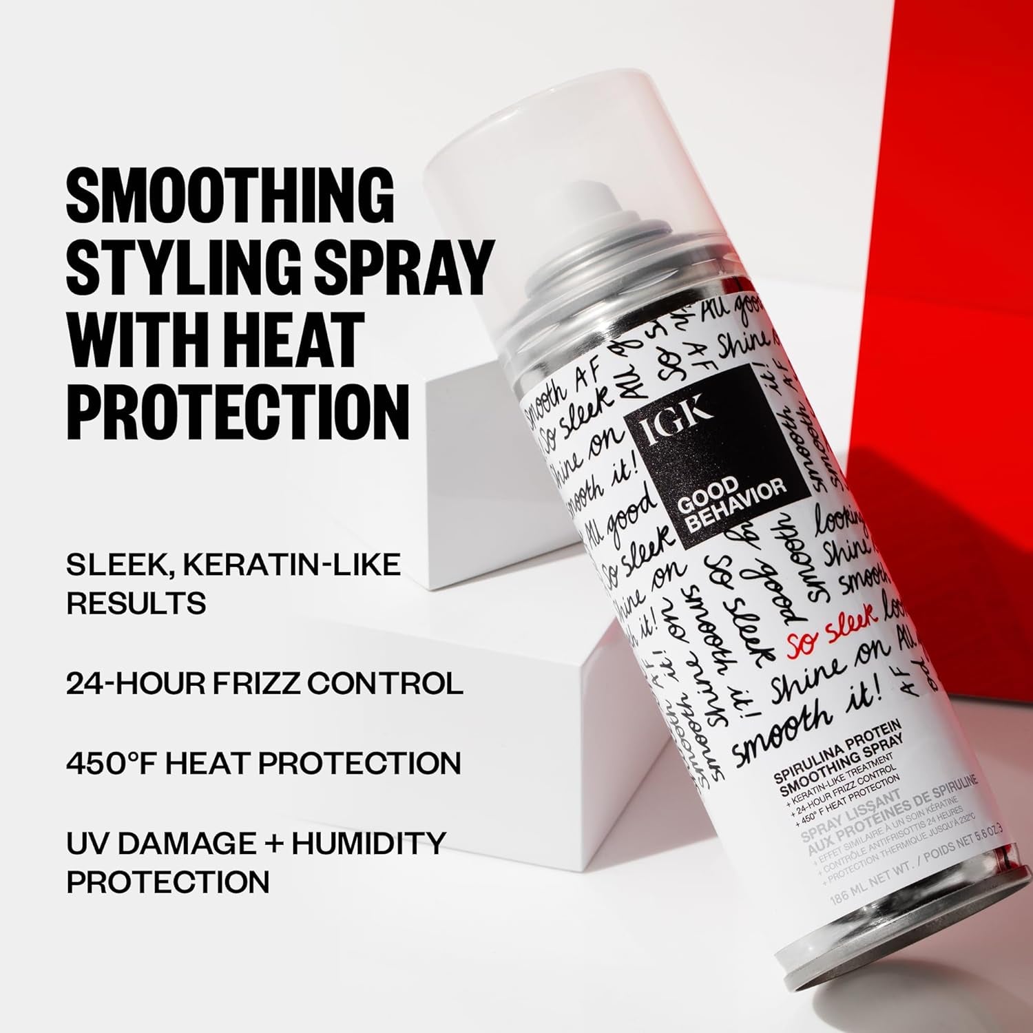 GOOD BEHAVIOR Spirulina Protein Smoothing Spray | Keratin like Treatment + Frizz Control + Heat Protectant | Vegan + Cruelty Free |