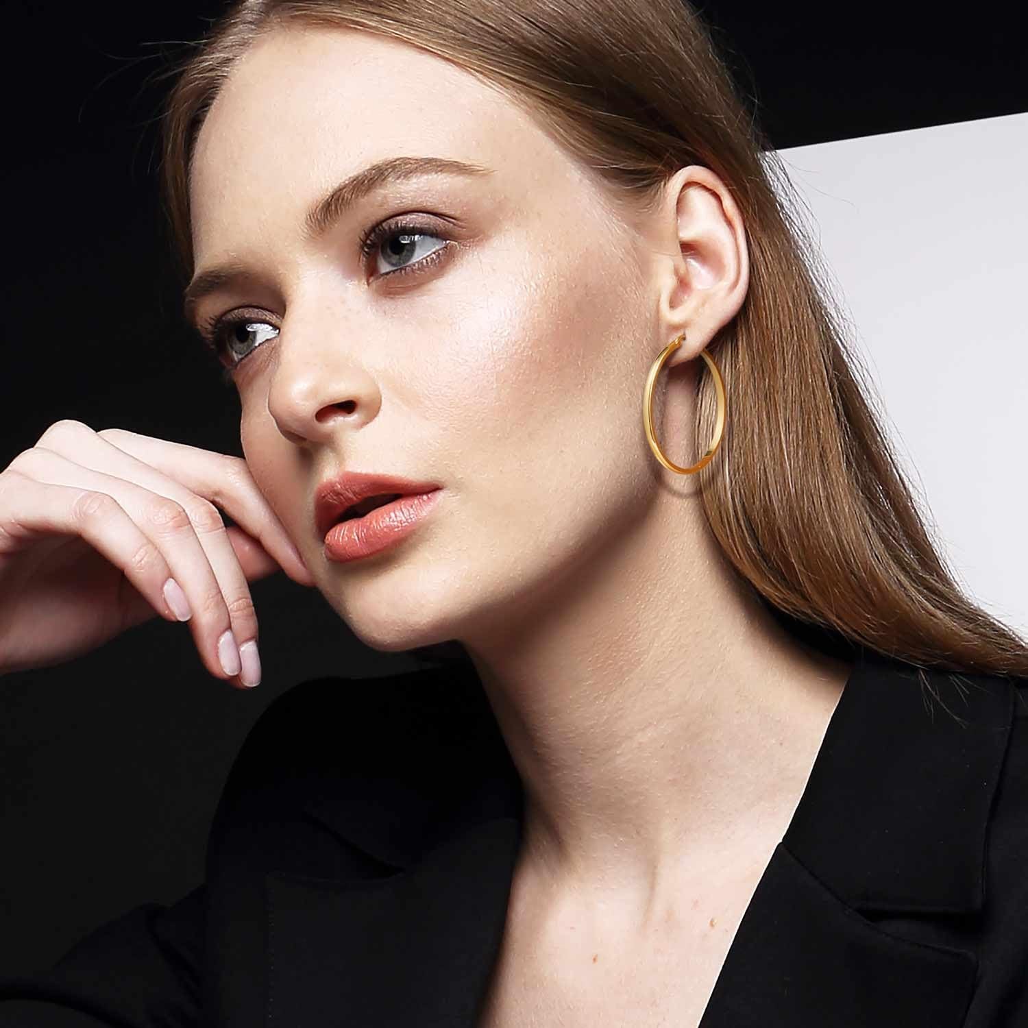 Gold Hoop Earrings 14K Gold Hoop Earrings for Women Lightweight Hoop Earring for Womens Earring Hoops 20/30/40Mm