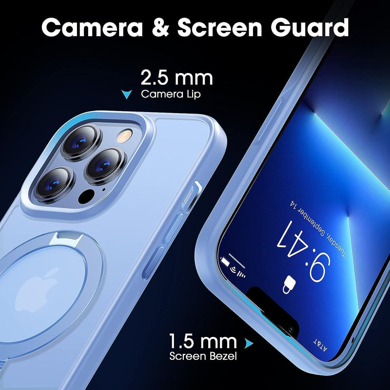 Designed for Iphone 13 Pro Max Case with Magnetic Invisible Stand Military Drop Protection Compatible with Magsafe Shockproof Matte Phone Case for Iphone 13 Pro Max 6.7 Inch 2021, Blue