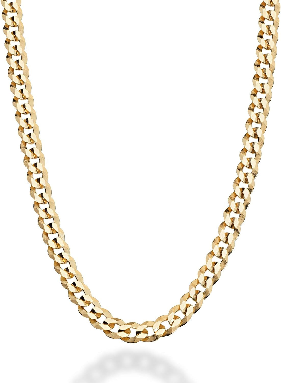 Solid 18K Gold over 925 Sterling Silver Italian 5Mm Diamond-Cut Cuban Link Curb Chain Necklace for Women Men, Made in Italy