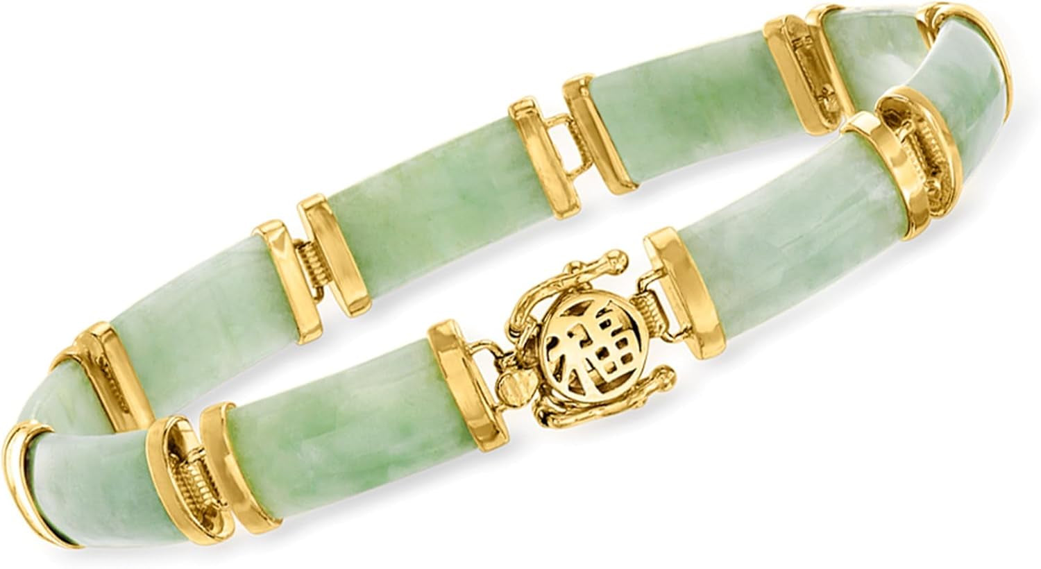 Jade Good Fortune Bracelet in 18Kt Gold over Sterling