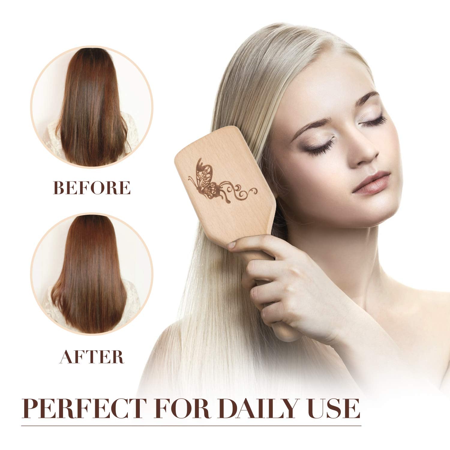 URTHEONE Boar Bristle Paddle Brush Set