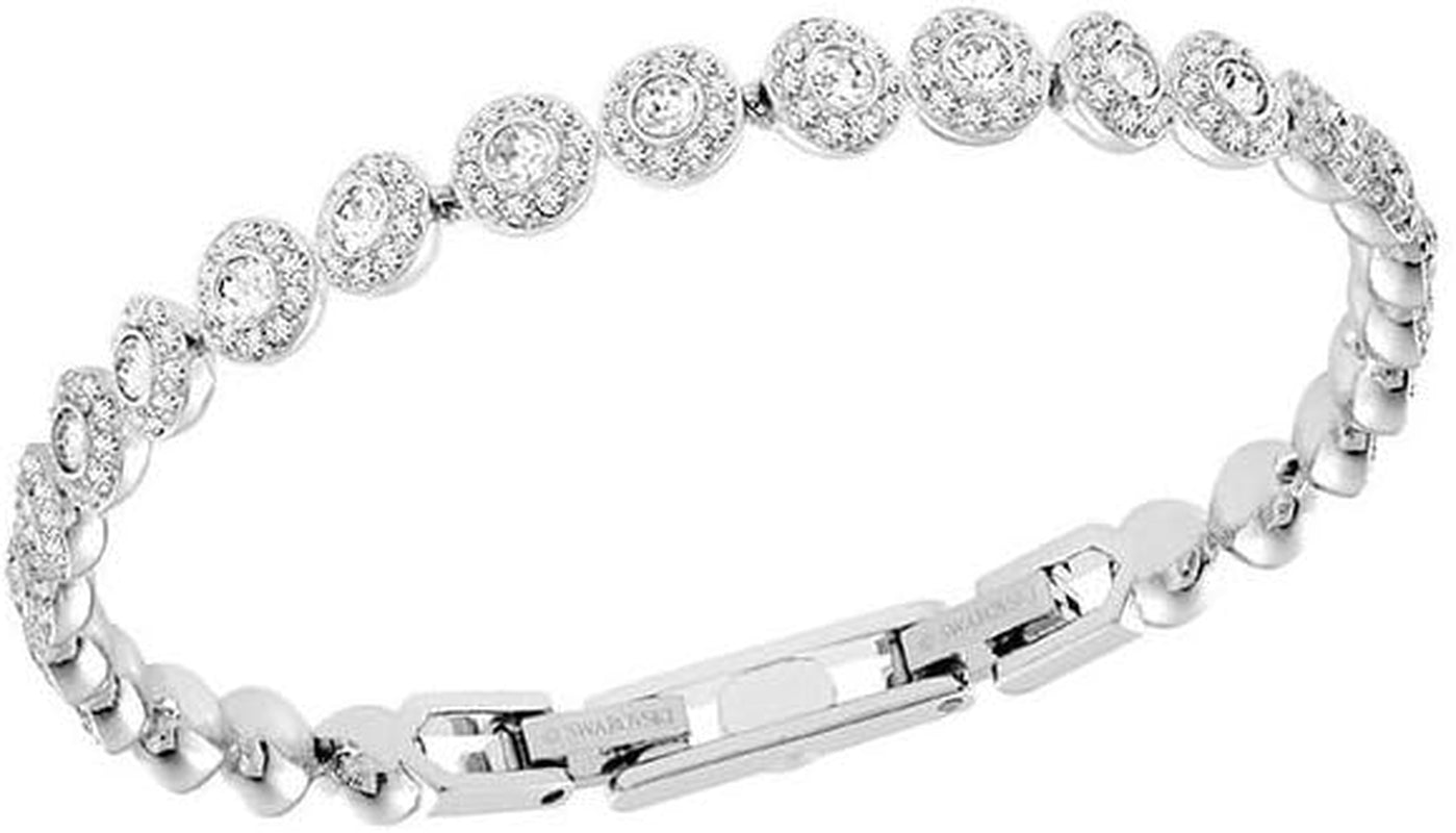 Una Angelic Bracelet with White Crystals on a Rhodium Plated Setting