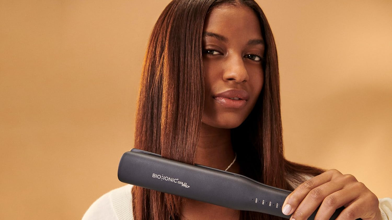 Goldpro Hair Straightener, Blue, Moisturizing Heat Technology & 24K Gold MX, Hair Straightening Iron for Sleek Styles & Flat Iron Curls, 40% Longer Plates, Adjustable Heat